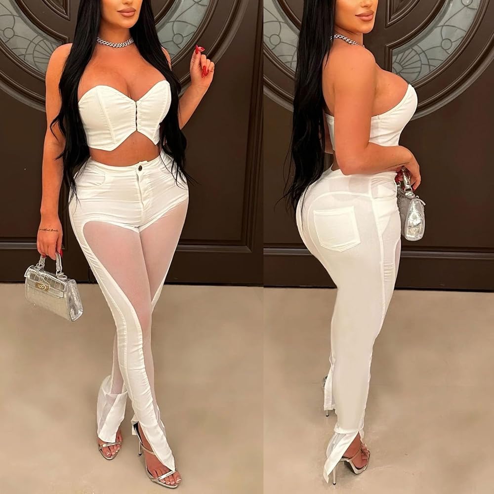 Amazon.com: WOKANSE Sexy Jumpsuits for Women Sleeveless Tube